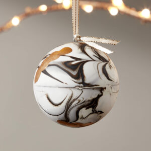 Bone China Swirled Marble ornament black and gold