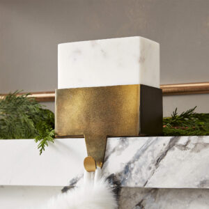 White and gold marble stocking holder